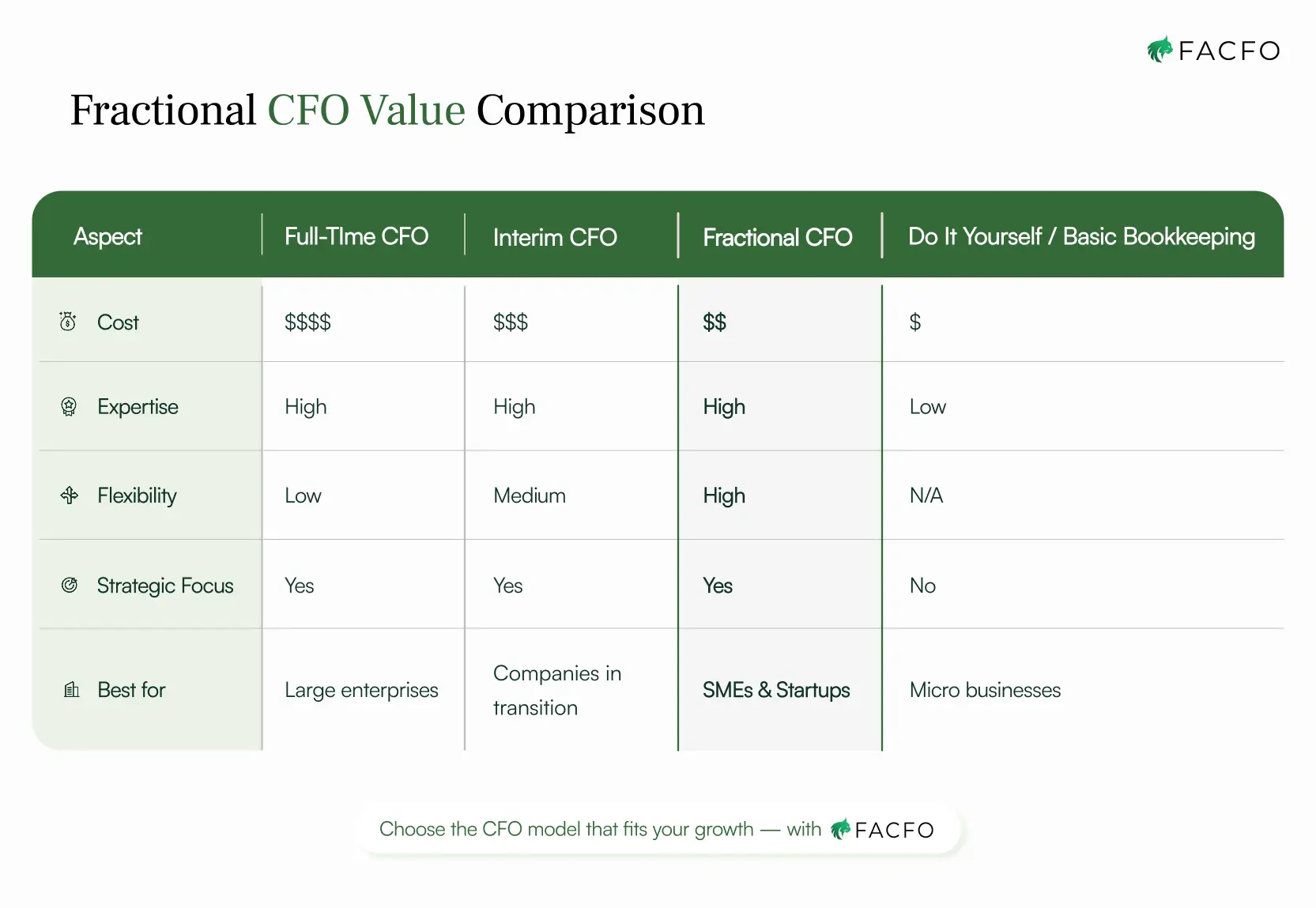 Fractional CFO Value Proposition: Financial Expert Leadership at a fraction of the Cost.